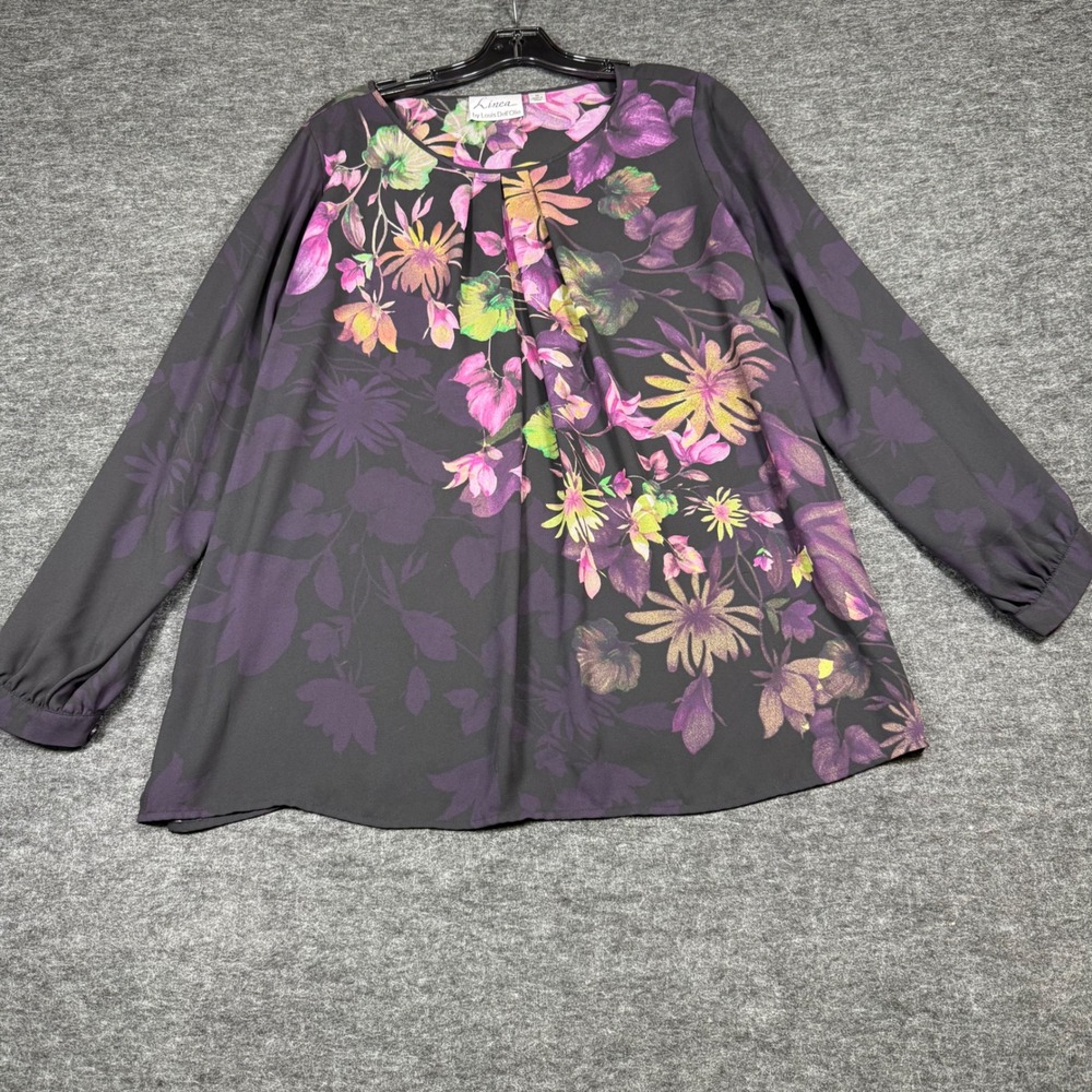 Linea by Louis Dell'Olio Womens Floral Print Long Sleeve Top Size M